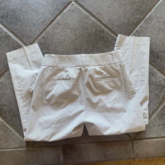 Ann Taylor Loft Marissa Cropped Petite pant; size 2; light gray and white stripe - Picture 2 of 9